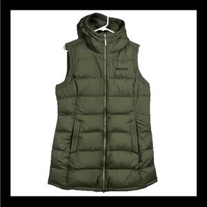 Marmot Women's Ithaca Vest Size Large Parka Green Hooded Puffer Power Down
